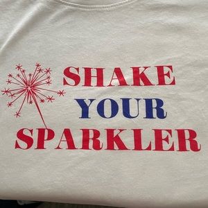 White Shake Your Sparkler Graphic Women's Size XL Tee Shirt 4th of July NWT